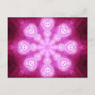 Candy Hearts and Pink Skulls postcard