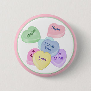 Candy Hearts and Text 2 Inch Round Button