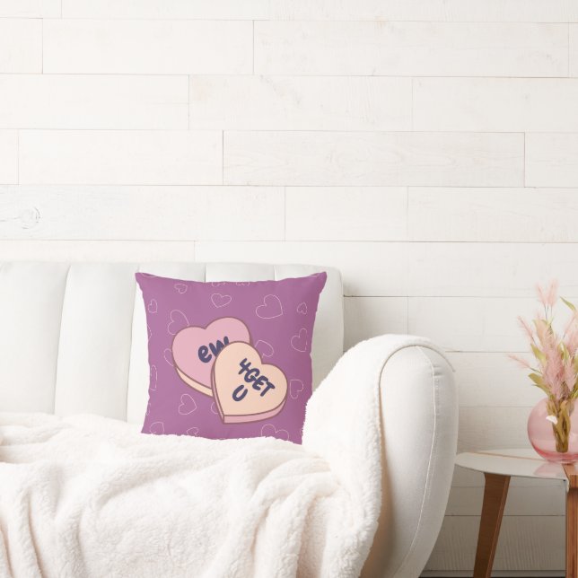 Candy Hearts Break Up Anti Valentine's Day Throw Pillow (Couch)