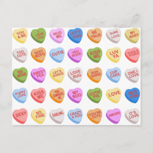 Candy Hearts Carte postale Saint-Valentin