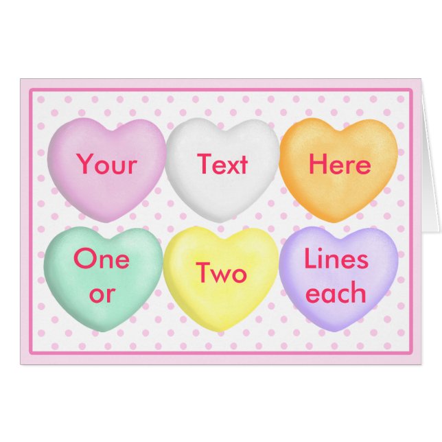 Candy Hearts, Conversation Hearts, Blank Cards (Front Horizontal)