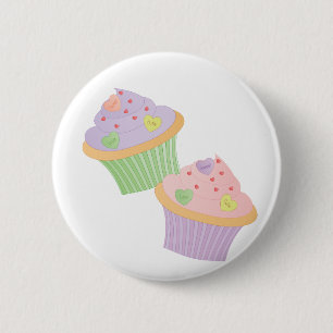Candy Hearts Cupcakes 2 Inch Round Button