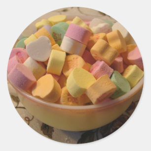 Candy Hearts in a Vintage Teacup Classic Round Sticker