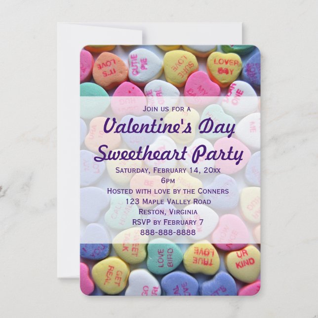 Candy Hearts Invitations à la Saint-Valentin (Devant)