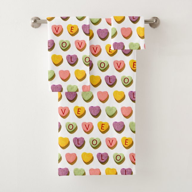 Candy Hearts Love Pattern Bath Towel Set (Insitu)