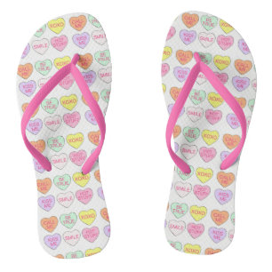Candy Hearts Love Valentine's Day Pastel Sweet Flip Flops