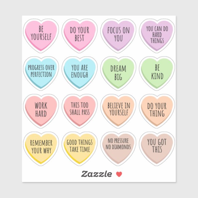 Candy Hearts Motivational Quotes Inspirational  (Sheet)