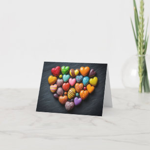 Candy Hearts on dark Ground Valentine's Greeting Holiday Card