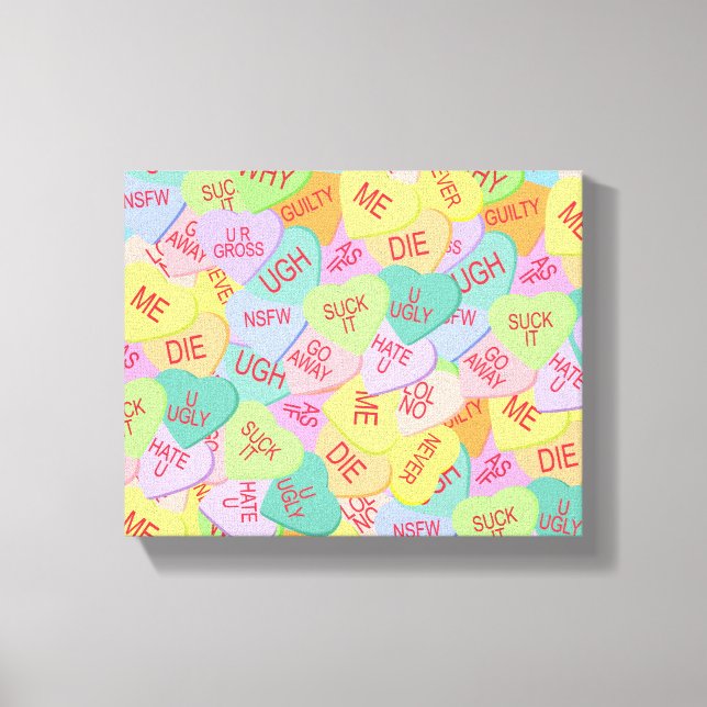 Candy Hearts Pattern - SFW Canvas Print (Front)