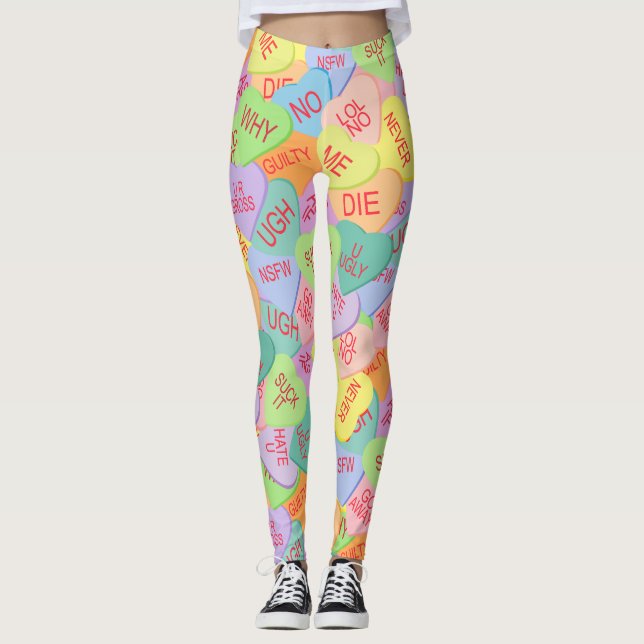 Candy Hearts Pattern - SFW Leggings (Front)