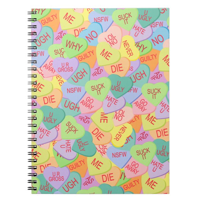 Candy Hearts Pattern - SFW Notebook (Front)
