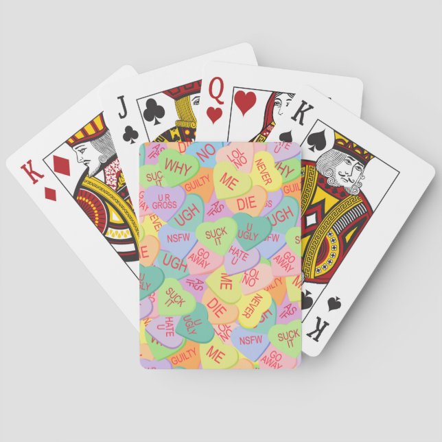 Candy Hearts Pattern - SFW Playing Cards (Back)