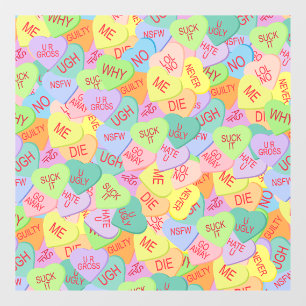 Candy Hearts Pattern - SFW Window Cling