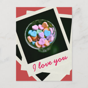 Candy Hearts, photograph, Valentine, Love Postcard