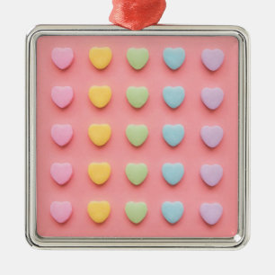 Candy Hearts Portrait Metal Ornament