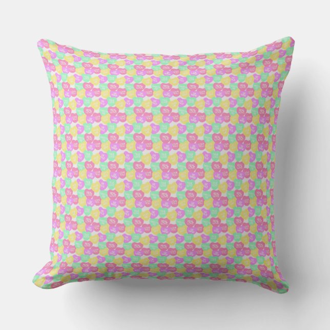 Candy Hearts Throw Pillow (Front)