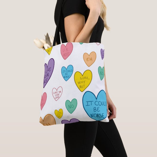 Candy Hearts Tote Bag (Close Up)
