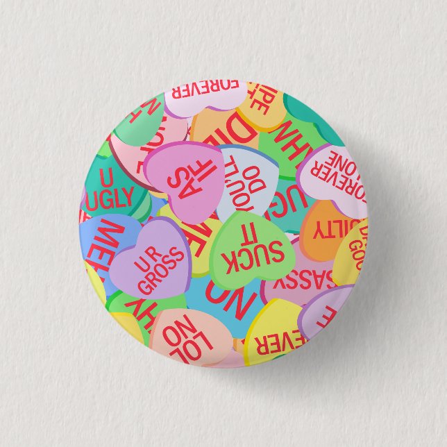 Candy Hearts V. 2.0 1 Inch Round Button (Front)