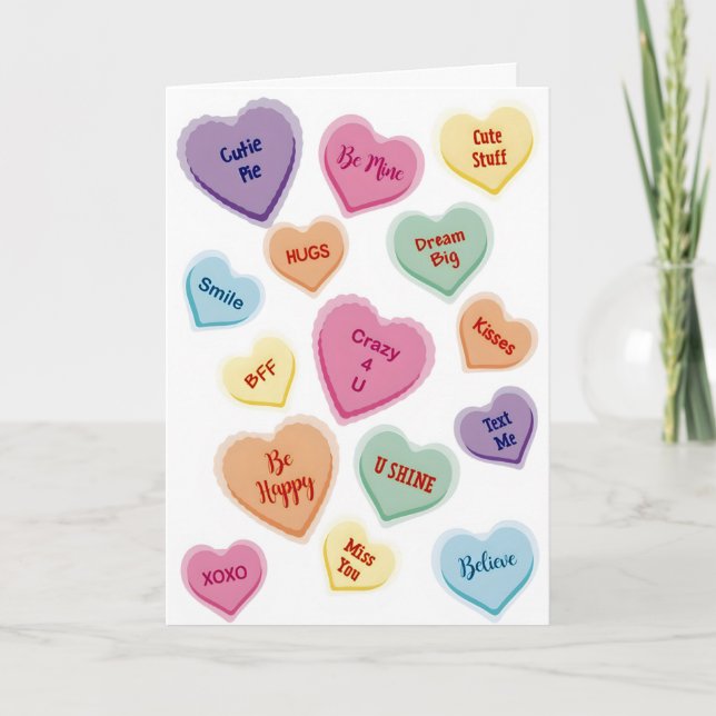 Candy Hearts Valentine  Card (Front)