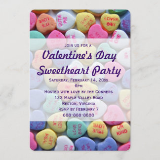 Candy Hearts Valentine's Day Party Invitations