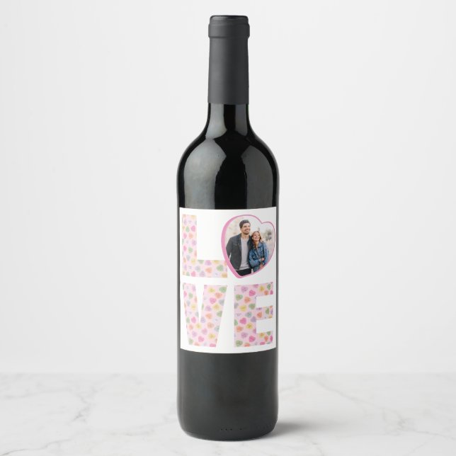 Candy Hearts Valentine's Day Wine Label Sticker (Front)