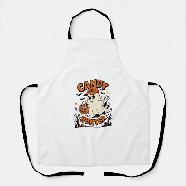 Candy Hunter Halloween Ghost Pumpkin Bucket_1 Apron (Front)
