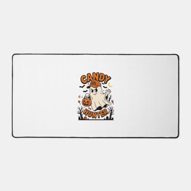 Candy Hunter Halloween Ghost Pumpkin Bucket_1 Desk Mat (Front)
