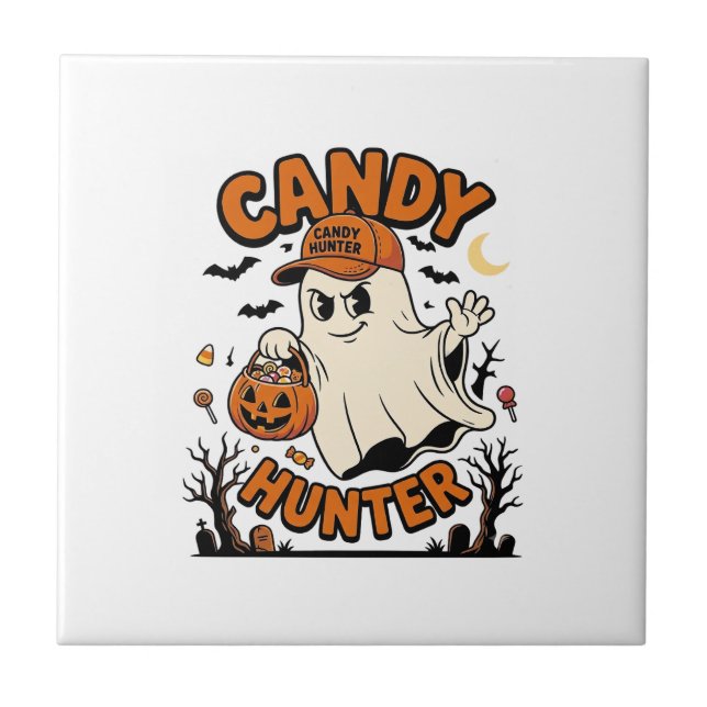 Candy Hunter Halloween Ghost Pumpkin Bucket_1 Tile (Front)