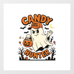 Candy Hunter Halloween Ghost Pumpkin Bucket_1 Window Cling