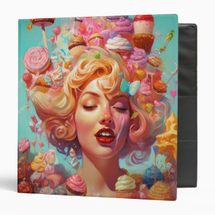 Candy Ice Cream Girl Surreal Fantasy Art Binder