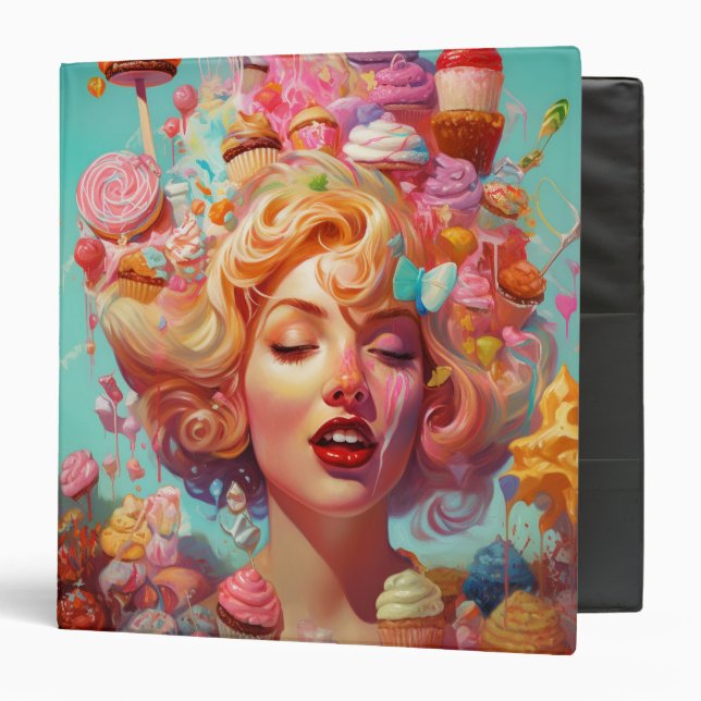 Candy Ice Cream Girl Surreal Fantasy Art Binder (Front/Inside)