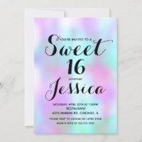 Candy Ink Liquid Marble Pink  Sweet 16 Invitation