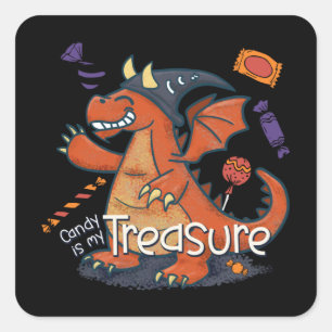 Candy is My Treasure Dragon Square Sticker