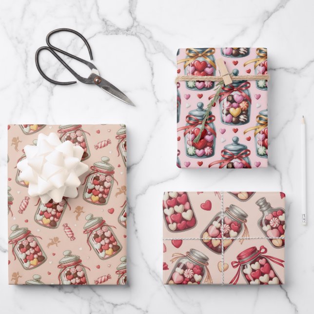 Candy jars and sweets wrapping paper sheet (Front)
