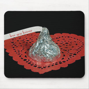 candy kiss on lace heart mouse pad