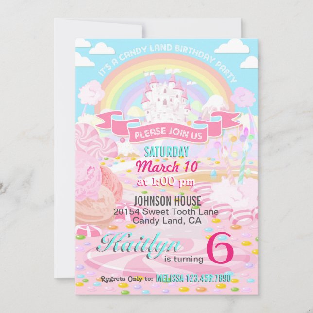 Candy Land Birthday Invitations (Front)