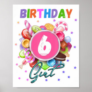 Candy Land Birthday Party Girl Age 6 Poster