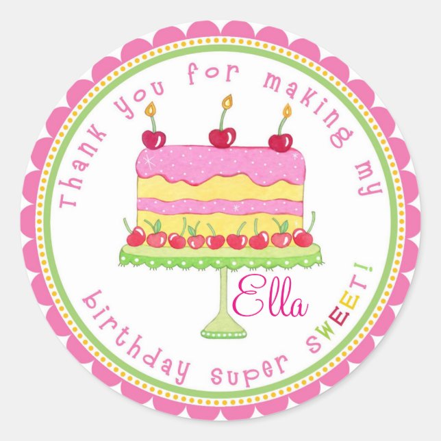Candy Land Cake Birthday Party Favour Stickers (Front)