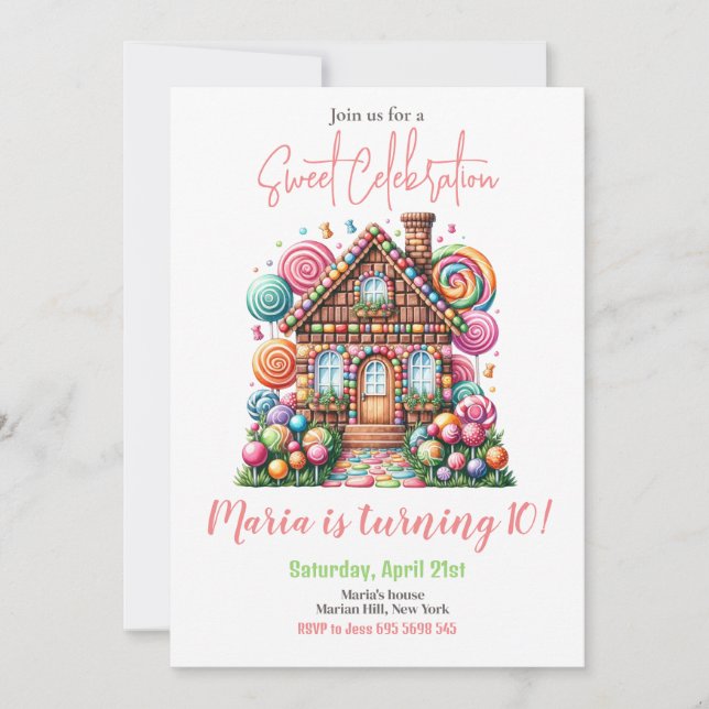 Candy Land Girl Birthday Sweet Celebration Rainbow Invitation (Front)