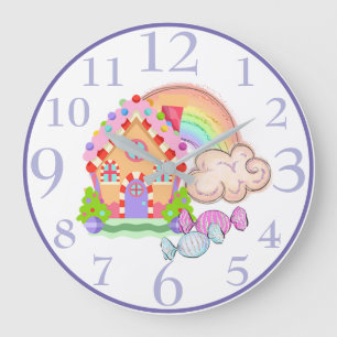Candy Land House and Rainbow Large Clock