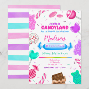 Candy Land Invitation d'anniversaire