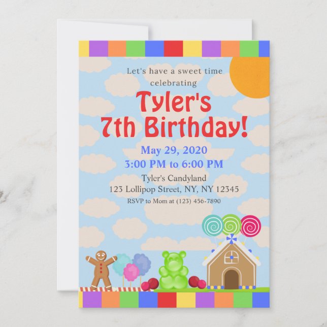 Candy Land Invitation de fête d'anniversaire (Devant)