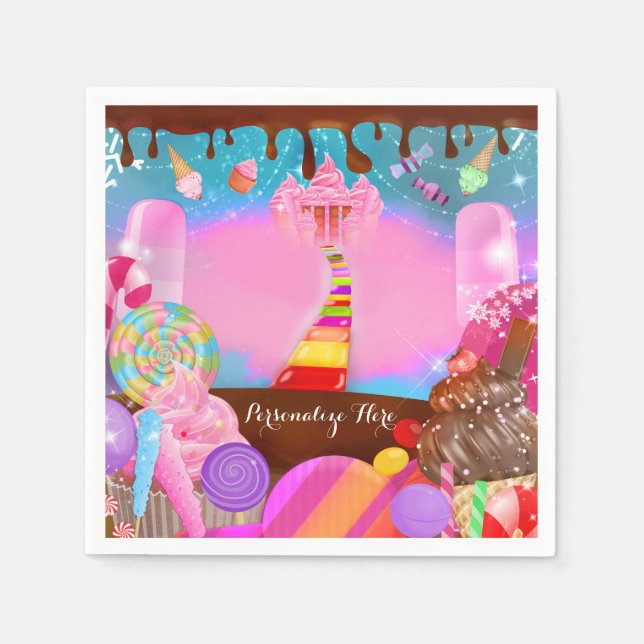 Candy Land Party Fantasy Birthday Personalized Napkin (Front)