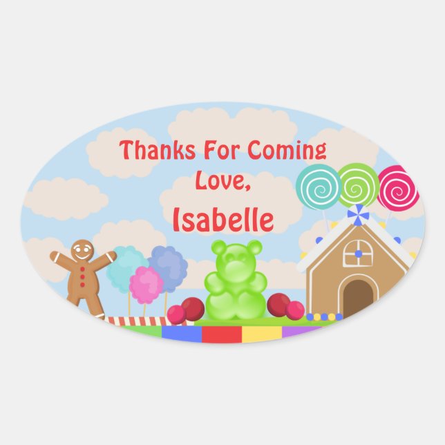 Candy Land Party Thank You Sticker (Front)