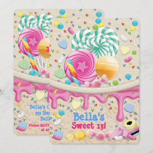 Candy Land Sweetie Invitation de fête d'anniversai