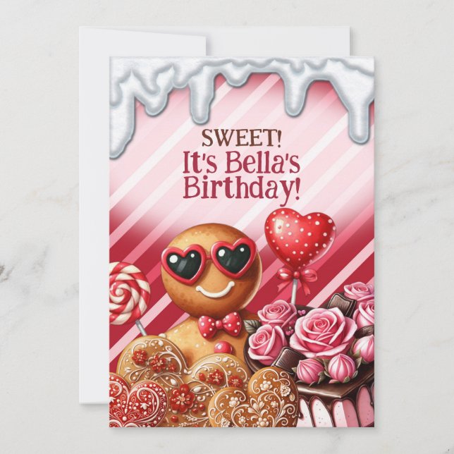 Candy Land Sweets Heart Party Invitations (Front)