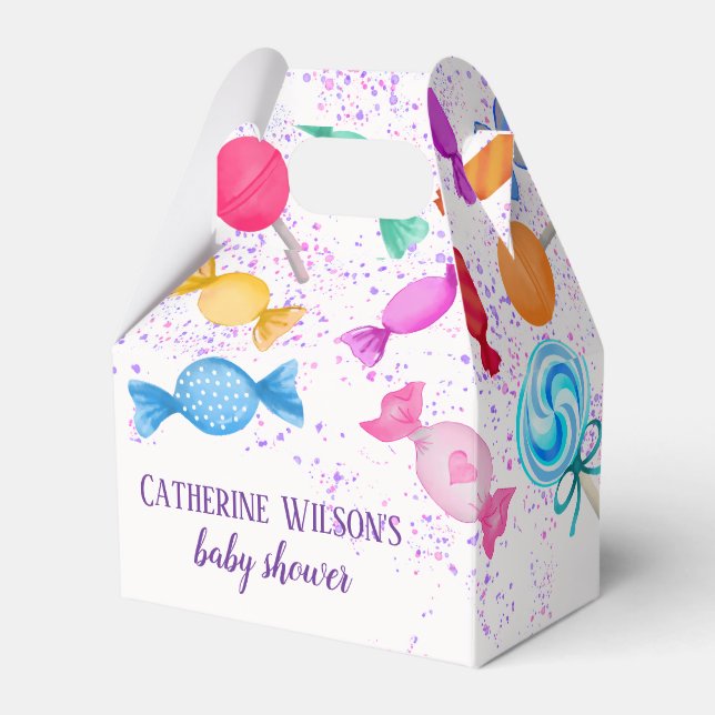 Candy Land Sweets Lollipops Rainfall Baby Shower Favor Box (Front Side)
