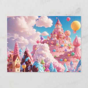 Candy Land with flowers postcard