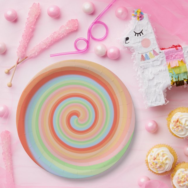 Candy Lollipop Colourful Rainbow Party Plates (Party)