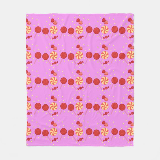 Candy Lollipop Pink Fleece Blanket (Front)